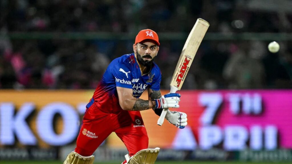 Virat Kohli holding a cricket bat on the field, paired with a smiling photo of his mother, Saroj Kohli, at home, symbolizing the emotional bond and inspiration from his mother behind his success. img2